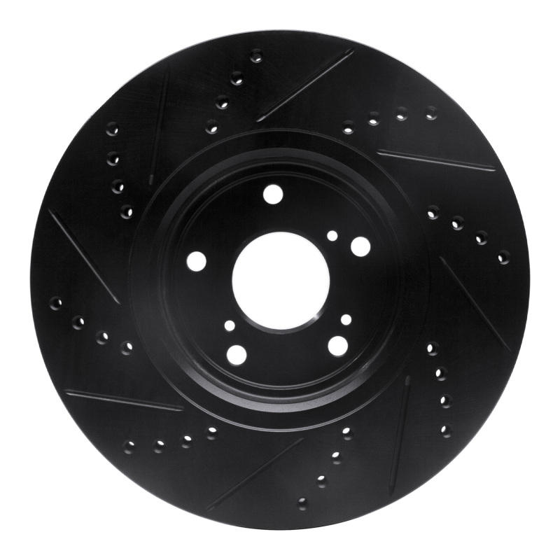 Acura ILX Brake Rotor (1) - Front Right - R1 Concepts - Drilled & Slotted - Black - `16-`22